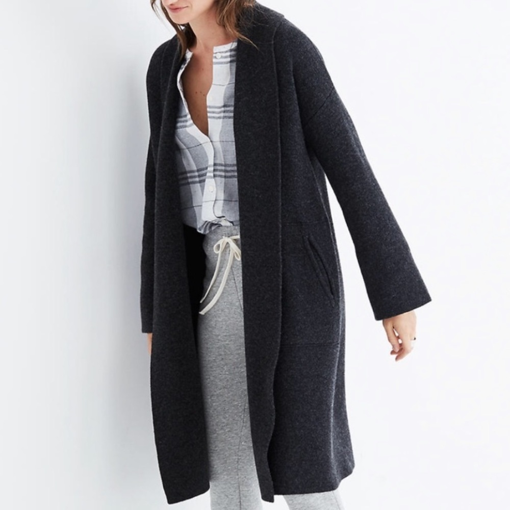 Madewell Rivington Sweater Coat in Charcoal Grey